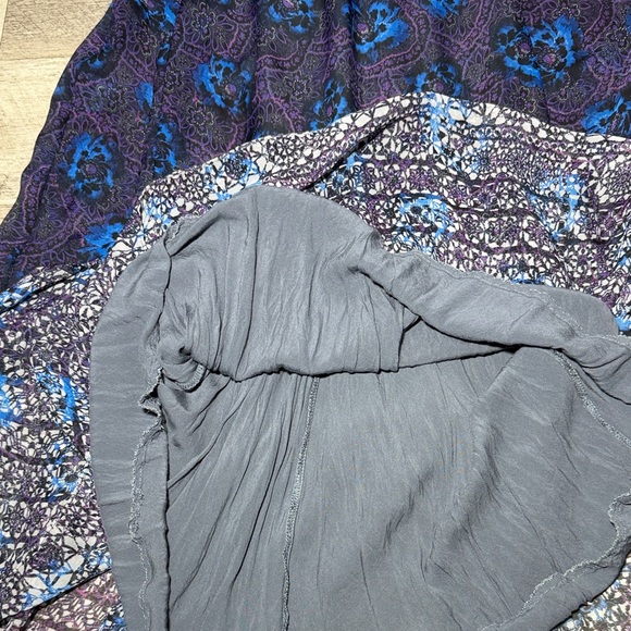 Free People Black and Blue Floral Maxi Dress Size 4 - Picture 8 of 9